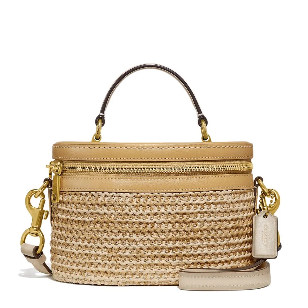 Coach Trail Woven Straw Crossbody Bag